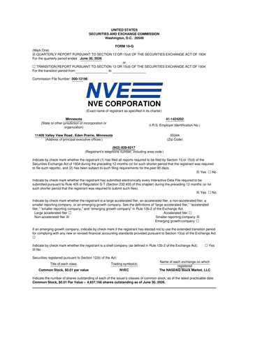Miniature NVE Corporation
 10-Q Rapport trimestriel 2027 