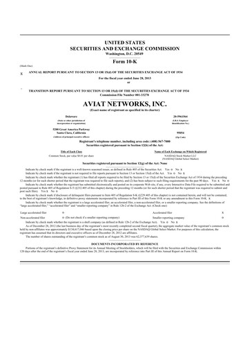 Thumbnail Aviat Networks 10-K Annual Report 2013