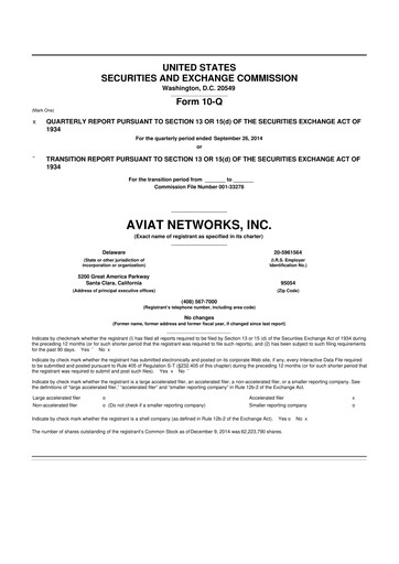 Thumbnail Aviat Networks 10-Q Quarterly Report FY2015 