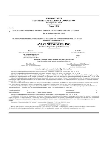 Thumbnail Aviat Networks 10-K Annual Report 2015