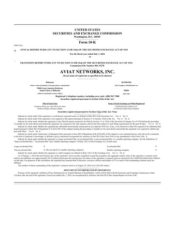 Thumbnail Aviat Networks 10-K Annual Report 2016