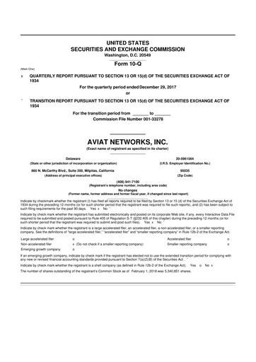 Thumbnail Aviat Networks 10-Q Quarterly Report FY2018 
