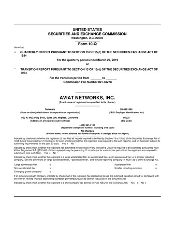 Thumbnail Aviat Networks 10-Q Quarterly Report FY2019 