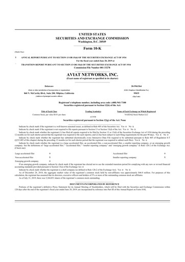 Thumbnail Aviat Networks 10-K Annual Report 2019