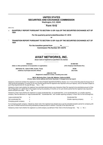 Thumbnail Aviat Networks 10-Q Quarterly Report FY2020 