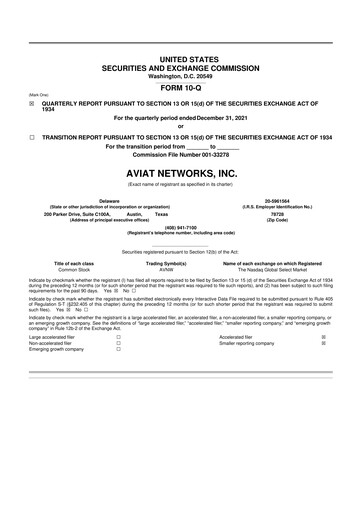 Thumbnail Aviat Networks 10-Q Quarterly Report FY2022 