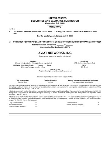 Thumbnail Aviat Networks 10-Q Quarterly Report FY2022 