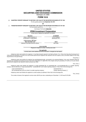 Thumbnail CION Investment Corporation 10-Q Quarterly Report FY 