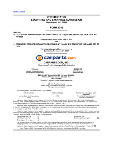 Thumbnail CarParts.com
 10-Q Quarterly Report FY2020 