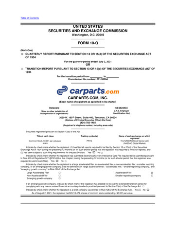 Thumbnail CarParts.com
 10-Q Quarterly Report FY2021 
