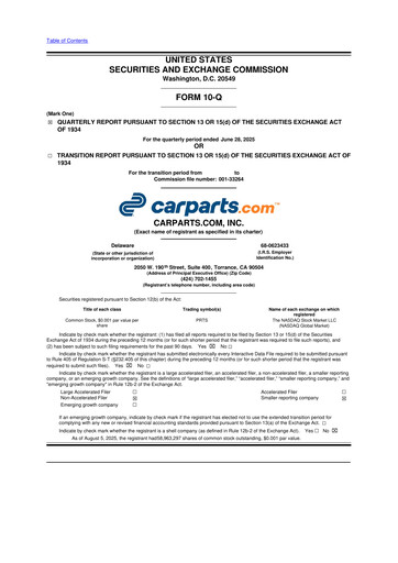 Thumbnail CarParts.com
 10-Q Quarterly Report FY2025 