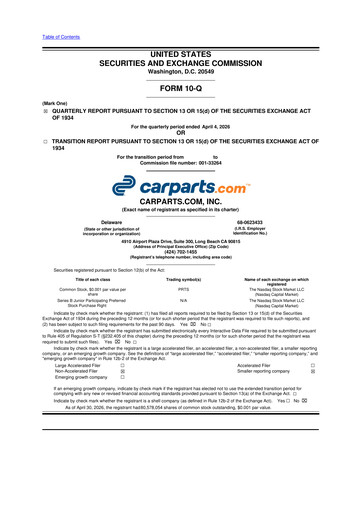 Thumbnail CarParts.com
 10-Q Quarterly Report FY 