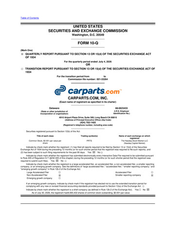Thumbnail CarParts.com
 10-Q Quarterly Report FY2026 