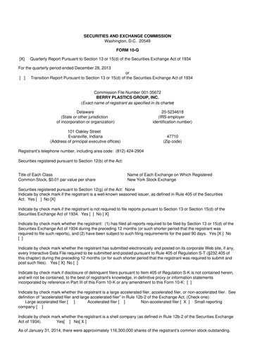 Vorschaubild Berry Global
 10-Q Quartalsbericht 2014 