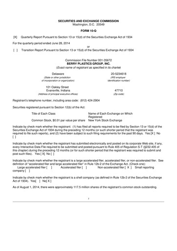 Vorschaubild Berry Global
 10-Q Quartalsbericht 2014 
