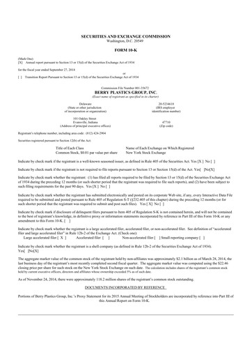 Thumbnail Berry Global
 10-K Annual Report 2014