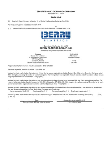 Vorschaubild Berry Global
 10-Q Quartalsbericht 2015 