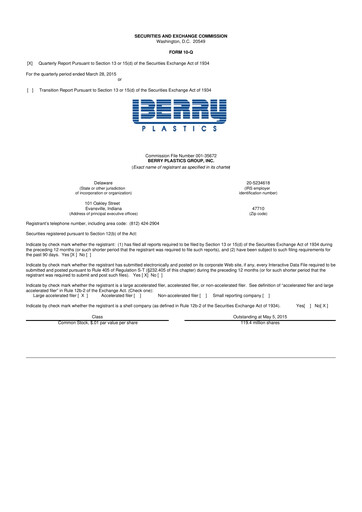 Vorschaubild Berry Global
 10-Q Quartalsbericht 2015 