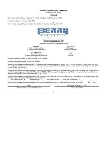 Vorschaubild Berry Global
 10-Q Quartalsbericht 2016 