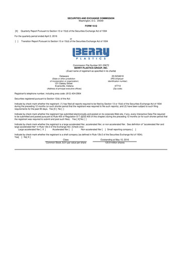 Vorschaubild Berry Global
 10-Q Quartalsbericht 2016 