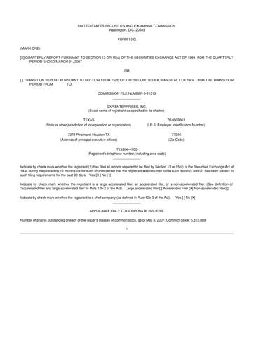 Thumbnail DXP Enterprises 10-Q Quarterly Report FY 