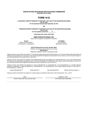 Vorschaubild Employers Holdings 10-Q Quartalsbericht 2012 