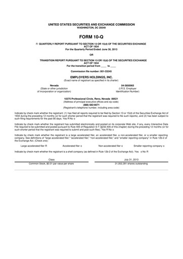 Vorschaubild Employers Holdings 10-Q Quartalsbericht 2013 