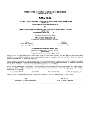 Vorschaubild Employers Holdings 10-Q Quartalsbericht 2015 