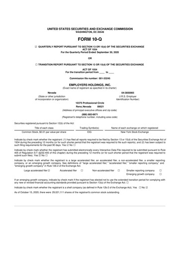 Vorschaubild Employers Holdings 10-Q Quartalsbericht 2020 