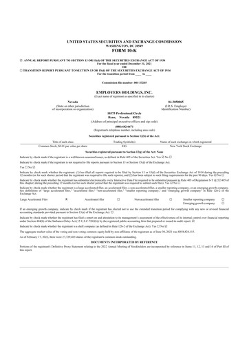 Thumbnail Employers Holdings 10-K Annual Report 2021