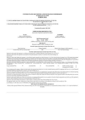 Thumbnail Employers Holdings 10-K Annual Report 2022