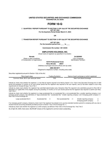 Vorschaubild Employers Holdings 10-Q Quartalsbericht 2023 