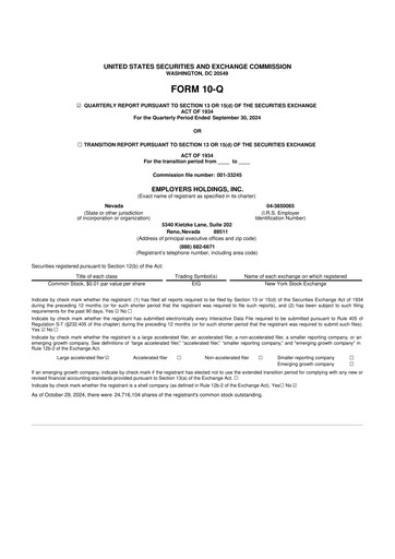 Vorschaubild Employers Holdings 10-Q Quartalsbericht 2024 