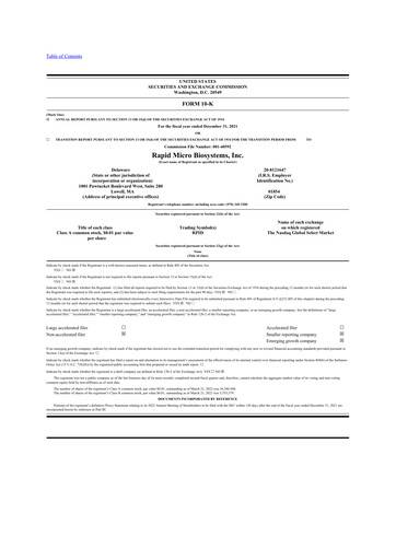 Thumbnail Rapid Micro Biosystems 10-K Annual Report 2021