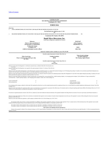 Thumbnail Rapid Micro Biosystems 10-K Annual Report 2024
