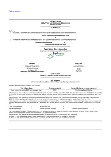 Vorschaubild Rapid Micro Biosystems 10-Q Quartalsbericht  