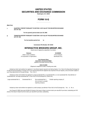 Miniature Interactive Brokers
 10-Q Rapport trimestriel  