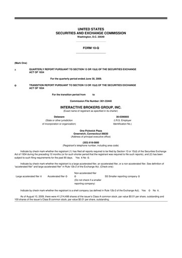 Miniature Interactive Brokers
 10-Q Rapport trimestriel  