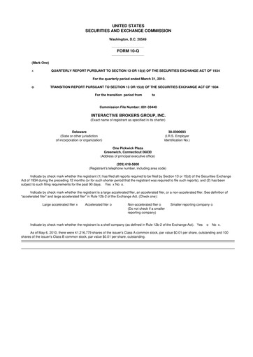 Miniature Interactive Brokers
 10-Q Rapport trimestriel  