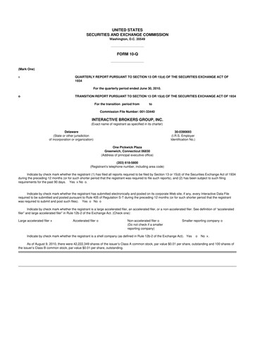 Miniature Interactive Brokers
 10-Q Rapport trimestriel  