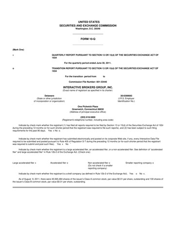 Miniature Interactive Brokers
 10-Q Rapport trimestriel  