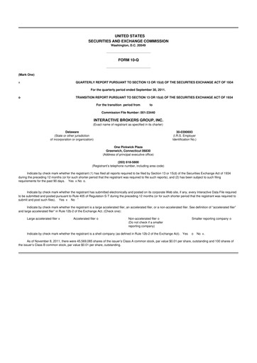 Miniature Interactive Brokers
 10-Q Rapport trimestriel 2011 