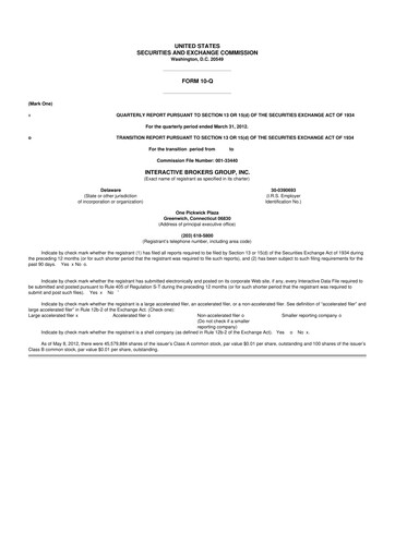 Miniature Interactive Brokers
 10-Q Rapport trimestriel 2012 