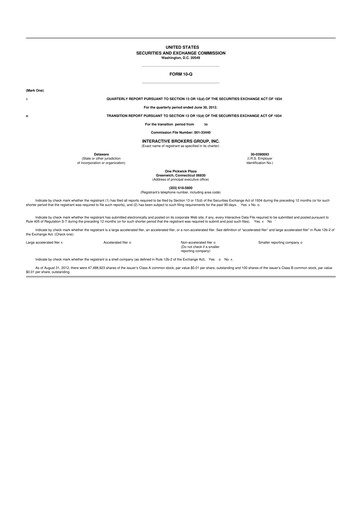 Miniature Interactive Brokers
 10-Q Rapport trimestriel 2012 