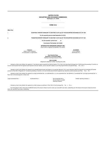 Miniature Interactive Brokers
 10-Q Rapport trimestriel 2012 