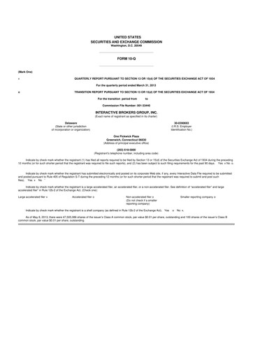 Miniature Interactive Brokers
 10-Q Rapport trimestriel 2013 