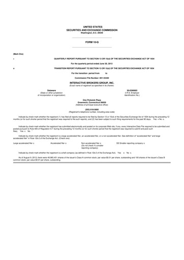 Miniature Interactive Brokers
 10-Q Rapport trimestriel 2013 