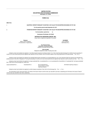 Miniature Interactive Brokers
 10-Q Rapport trimestriel  