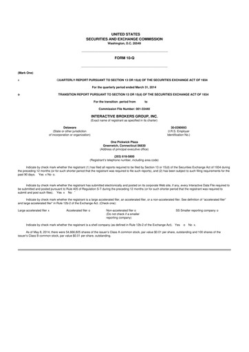 Miniature Interactive Brokers
 10-Q Rapport trimestriel 2014 