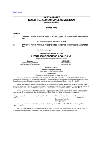 Miniature Interactive Brokers
 10-Q Rapport trimestriel 2014 